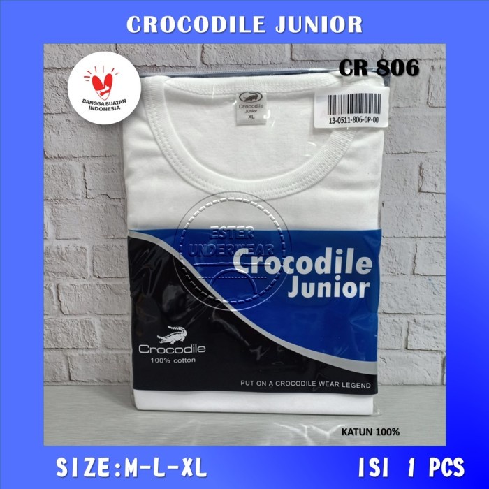 Kaos Dalam Anak Oblong Crocodile Junior CR 806 Putih ISI 1Pcs