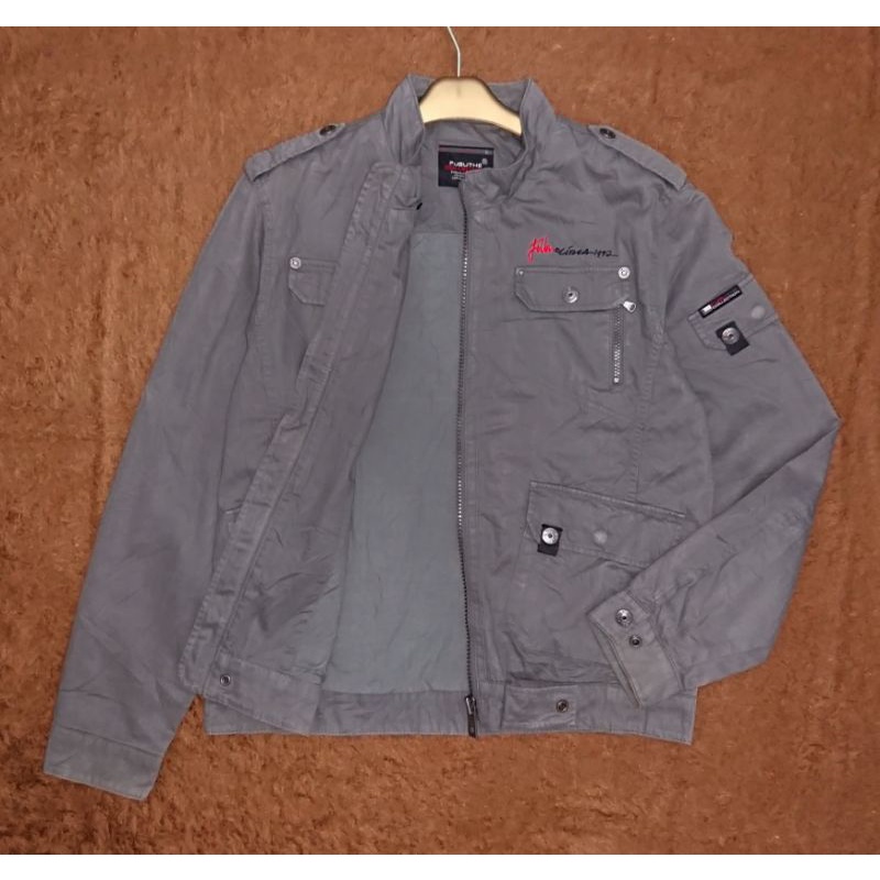 Jaket Work Denim Original FUBU Big Logo Grey