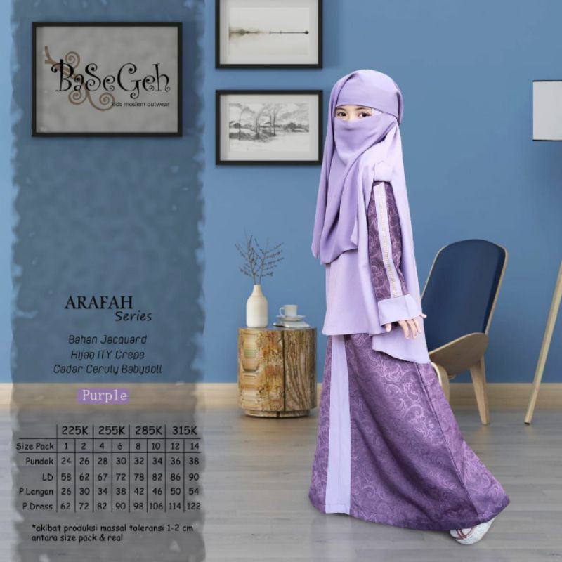 (1-14) gamis anak set cadar yaman
