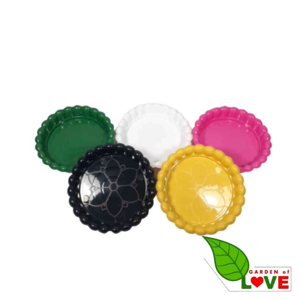TATAKAN POT ALAS MAWAR 10 PUTIH HIJAU PINK KUNING HITAM/ALAS POT TAWON 10 CM/TATAKAN GELAS