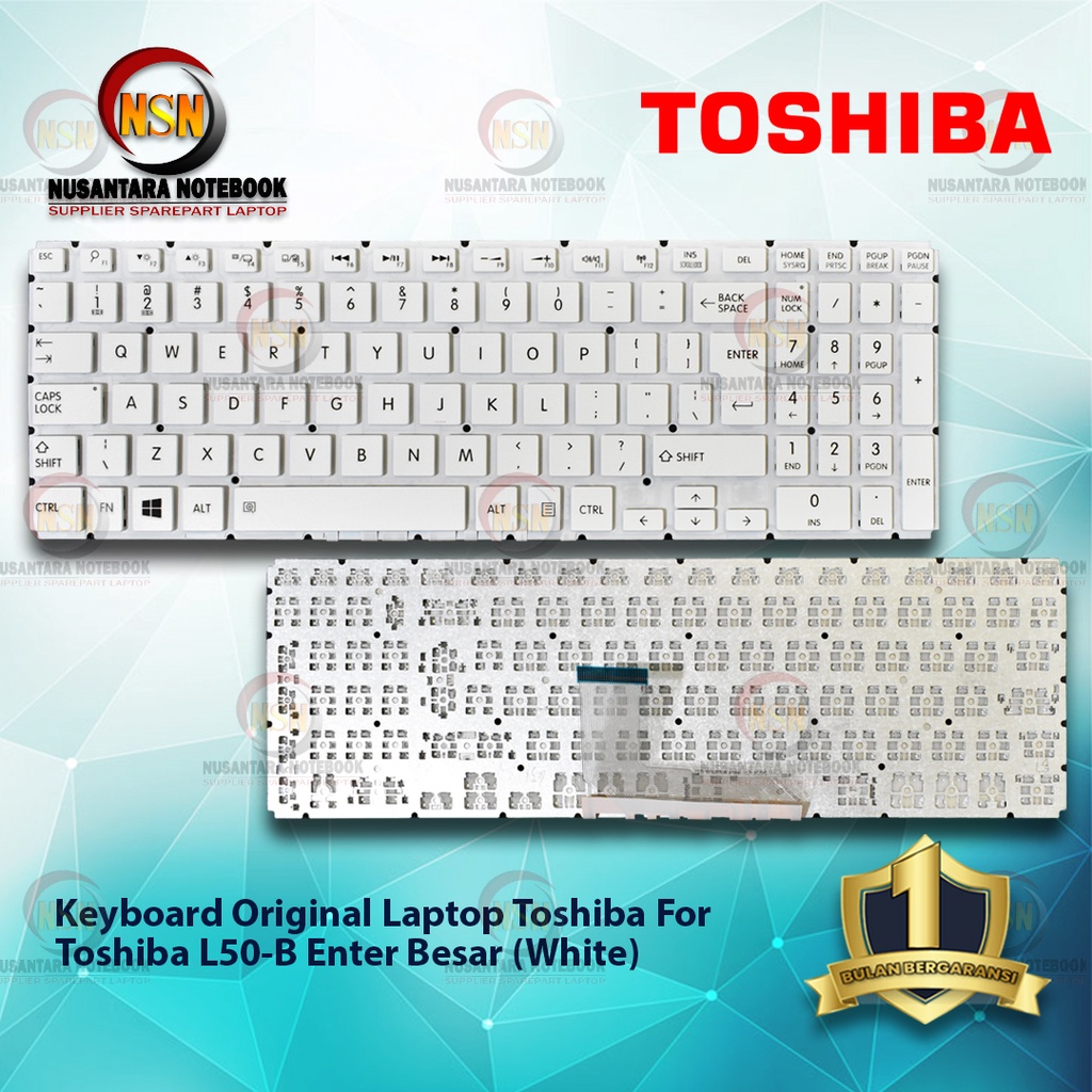 Keyboard Original Laptop TOSHIBA L50-B White Big Enter Series