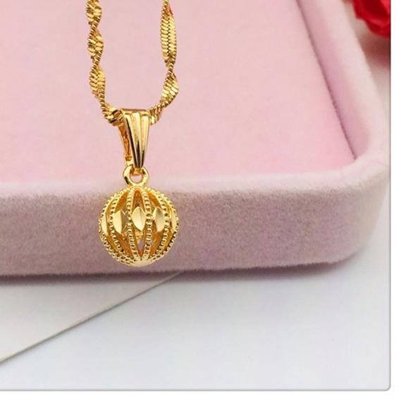 ➻ Wanita Emas Kalung 18 K Emas Vietnam Pasir Emas Lentera Hollow Bulat Kalung Pernikahan Kalung Istr