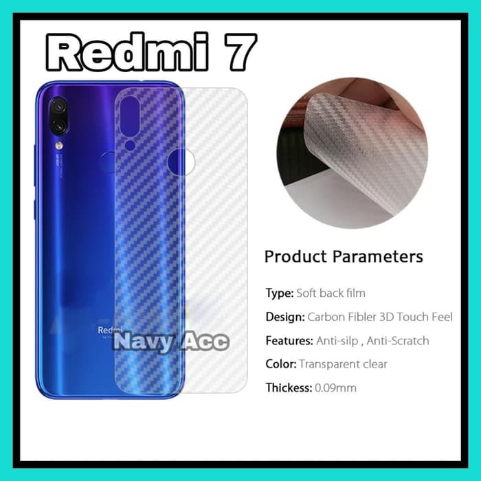 NA - Stiker Skin Carbon Redmi 7 - Garskin Carbon Redmi 7