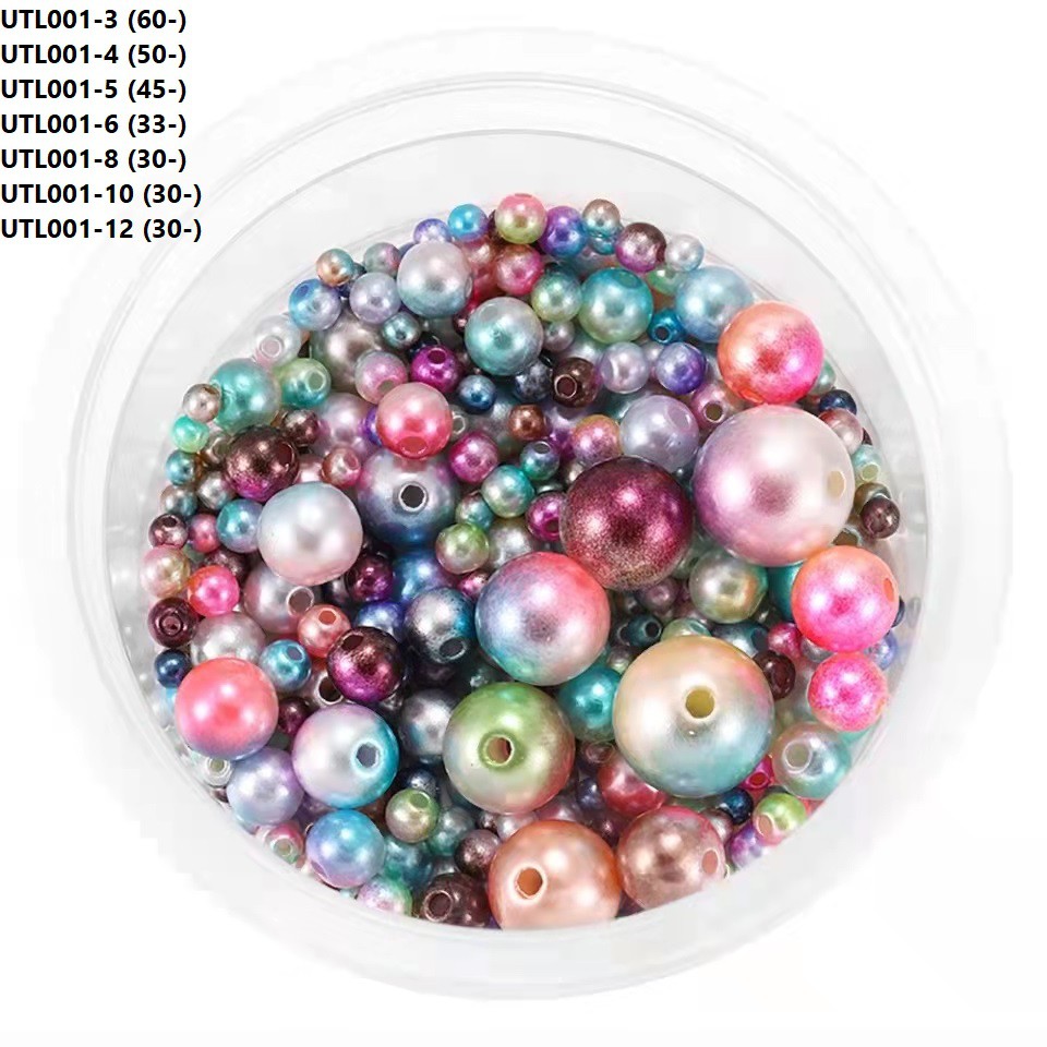 Manik-Manik Mutiara Imitasi Bahan Plastik Abs Warna Pelangi Uk 6-8mm Harga/50-200Pc