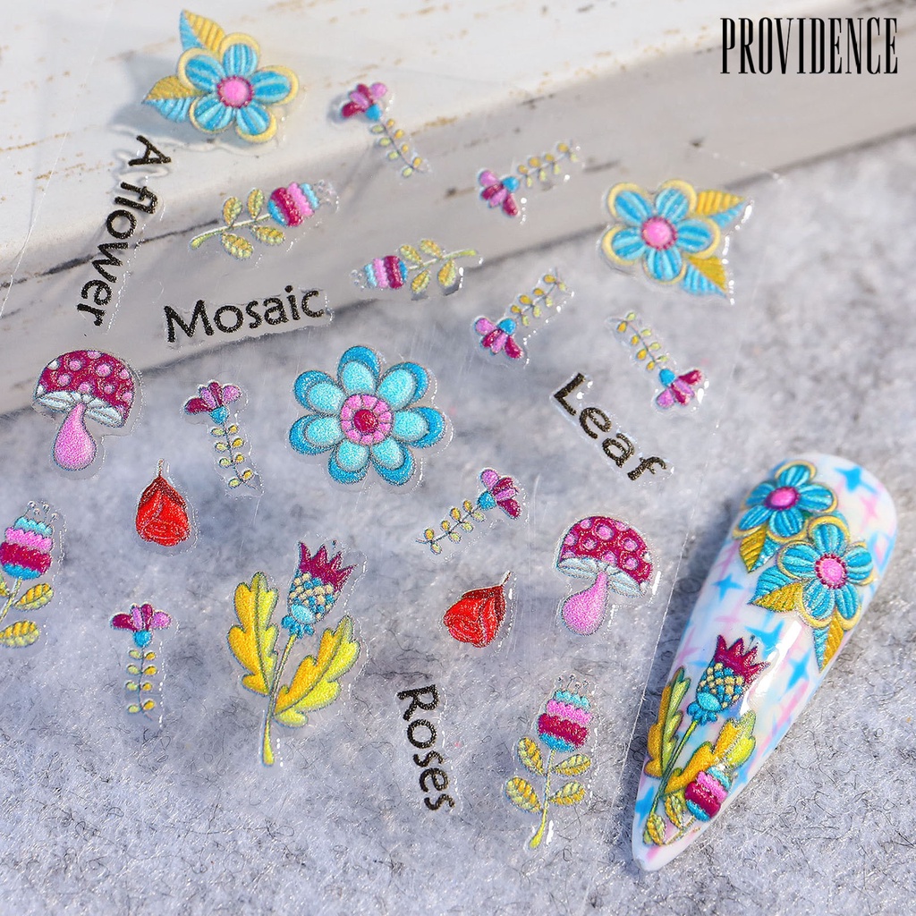 Providence 6Pcs/Set Nail Sticker Engraved 5D Ultra Thin Chocolate Embossed Sticker New Year Nail Art Decals for Manicure