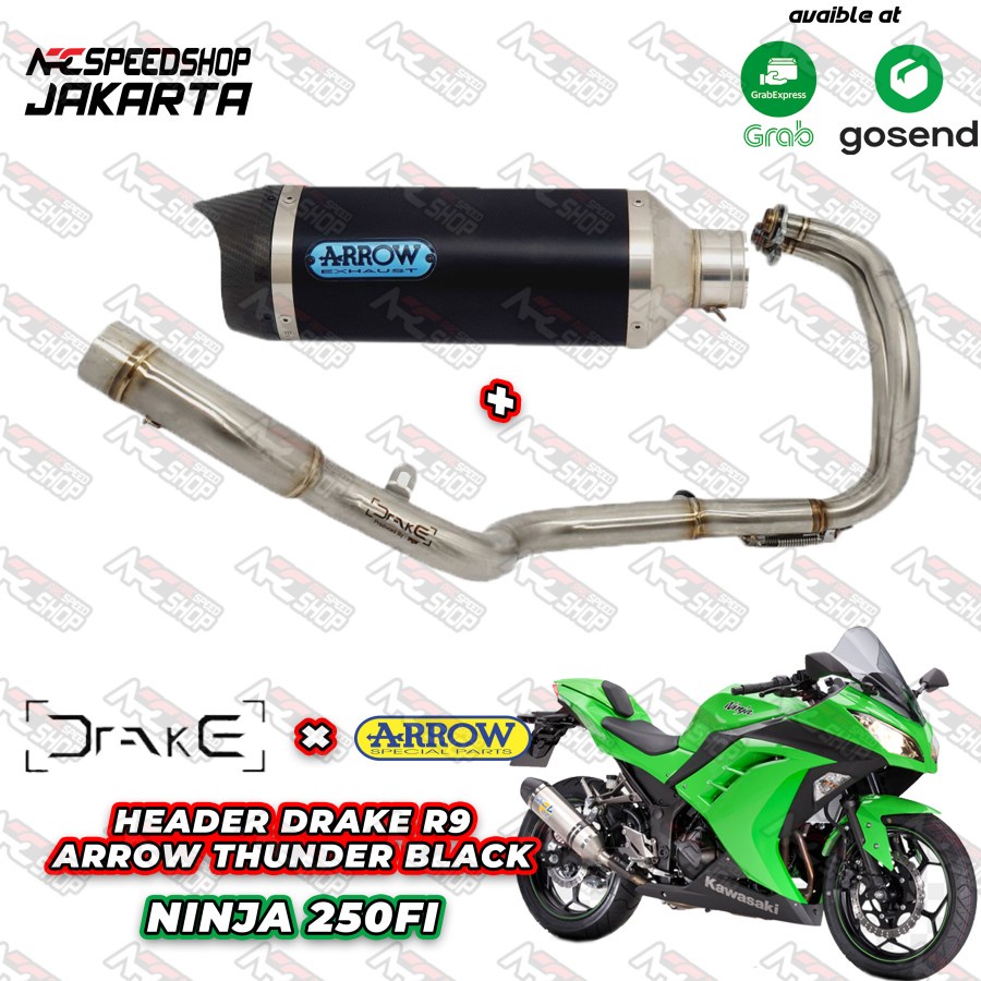 KNALPOT ARROW THUNDER CARBON NINJA 250 FI / Z250 - FULLSYSTEM