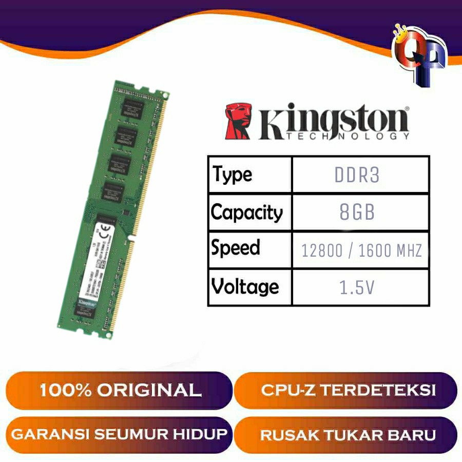 KINGSTON LONGDIMM 8GB DDR3 1600MHZ - KVR16N11/8