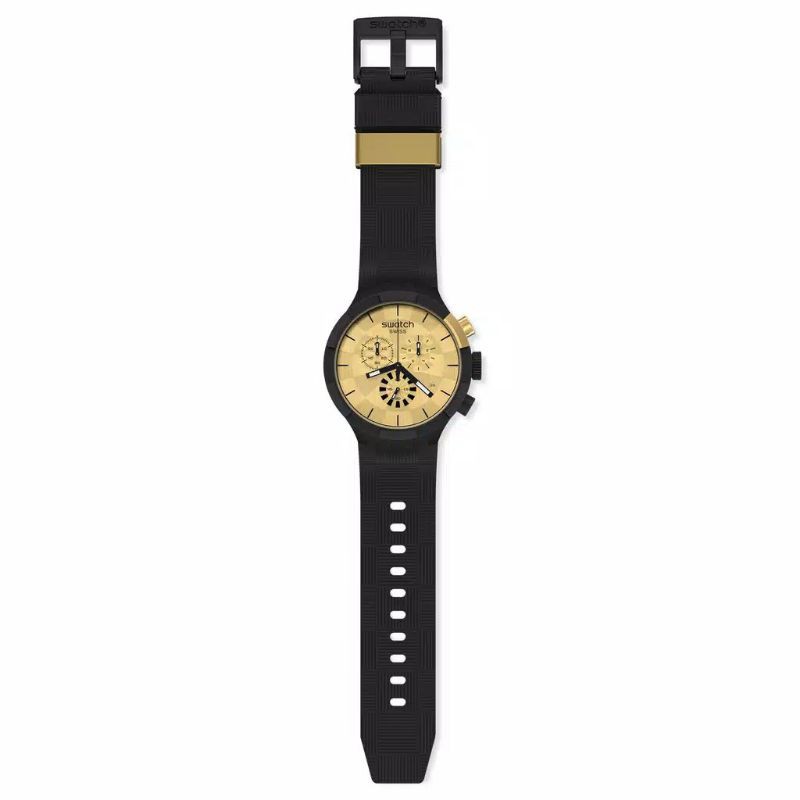Jam Tangan Pria SWATCH SB02Z400 CHECKPOINT GOLDEN-Original Garansi MAP