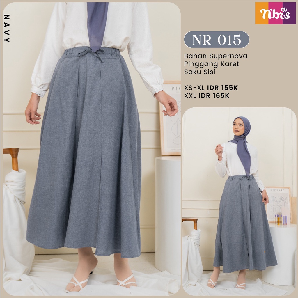 Nibras Rok NR 15 Bahan Supernova Bawahan Wanita Muslimah Rok Fashion Trendi by Nibras Bisa COD