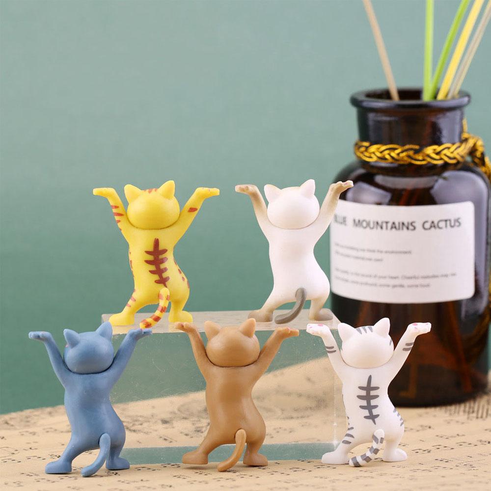 Lanfy Kucing Action Figure DIY Menari 5 Pcs/set Lanskap Mikro Anime Mainan Lucu Kucing Patung Kecil Figure Ornamen