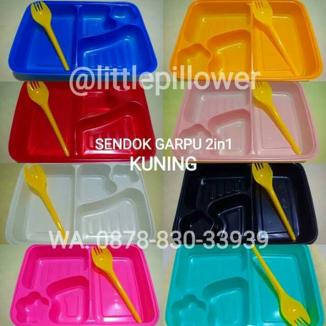 (ISI 25PCS) Sendok Garpu 2in1 Kuning/Sendok Makan Garpu Makan/Sendok Plastik