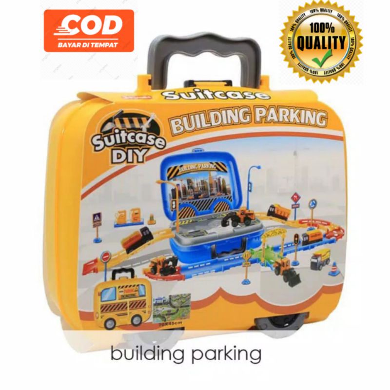 COD Mainan Anak Cowok Building Parking Mobil Anak Diy Suitcase Play Set - 5.0 Mainan Gedung Parkir Mobil Edukasi Termurah Buat Kado-1