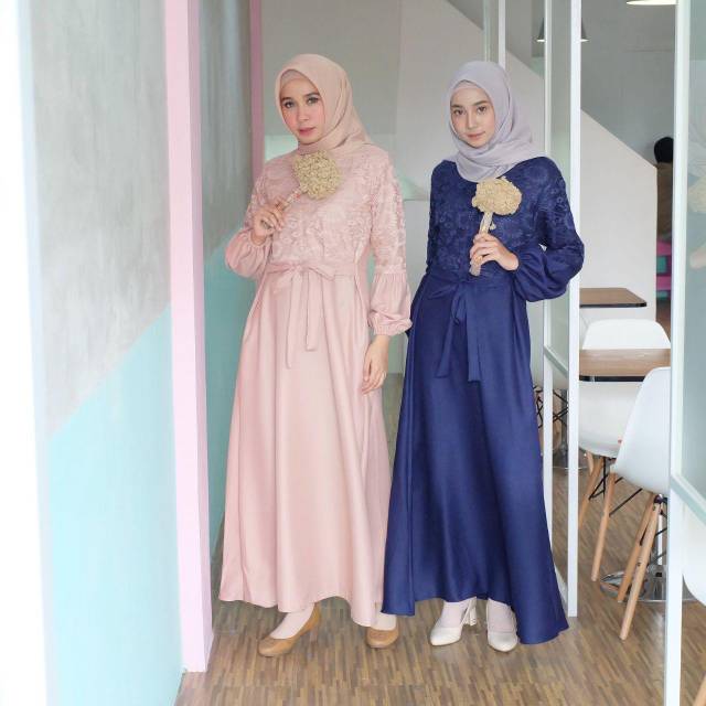 Anisa brukat maxi dress gamis muslimah