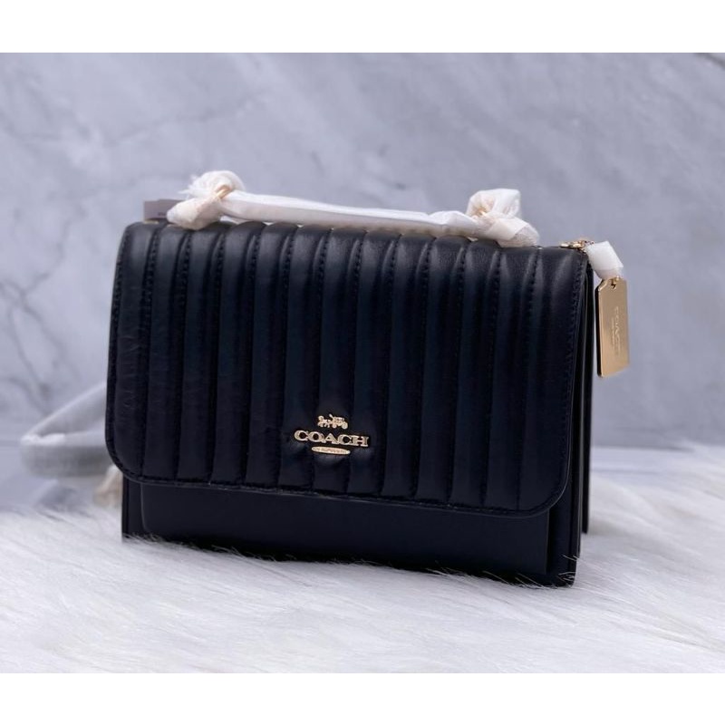 Tas Coach Klare Crossbody With Linear Quilting Black New Original