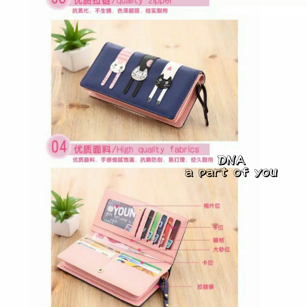 Promo Dompet Panjang Wanita Lucu Elegan Bahan Taiga PU Leather Printing Ukuran 20x10 Warna Ungu Tosca Biru Hitam Fanta Murah