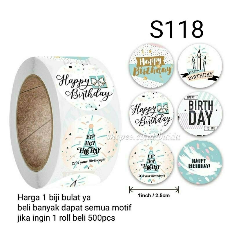 Stiker Sticker Happy Birthday Segel Kemasan Label Ucapan Selamat ulang tahun ultah ulangtahun kado gift box dus hampers dekorasi kartu ucapan hangtag topper kue tart parcel bingkisan souvenir hadiah-S 118