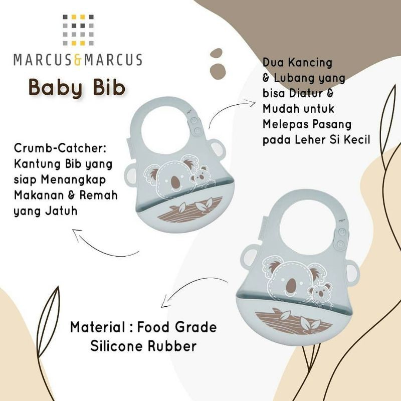 marcus &amp; marcus baby bib bis bayi mpasi tatakan makan Hijau Green Gajah Elephant Kuning  Jerapah