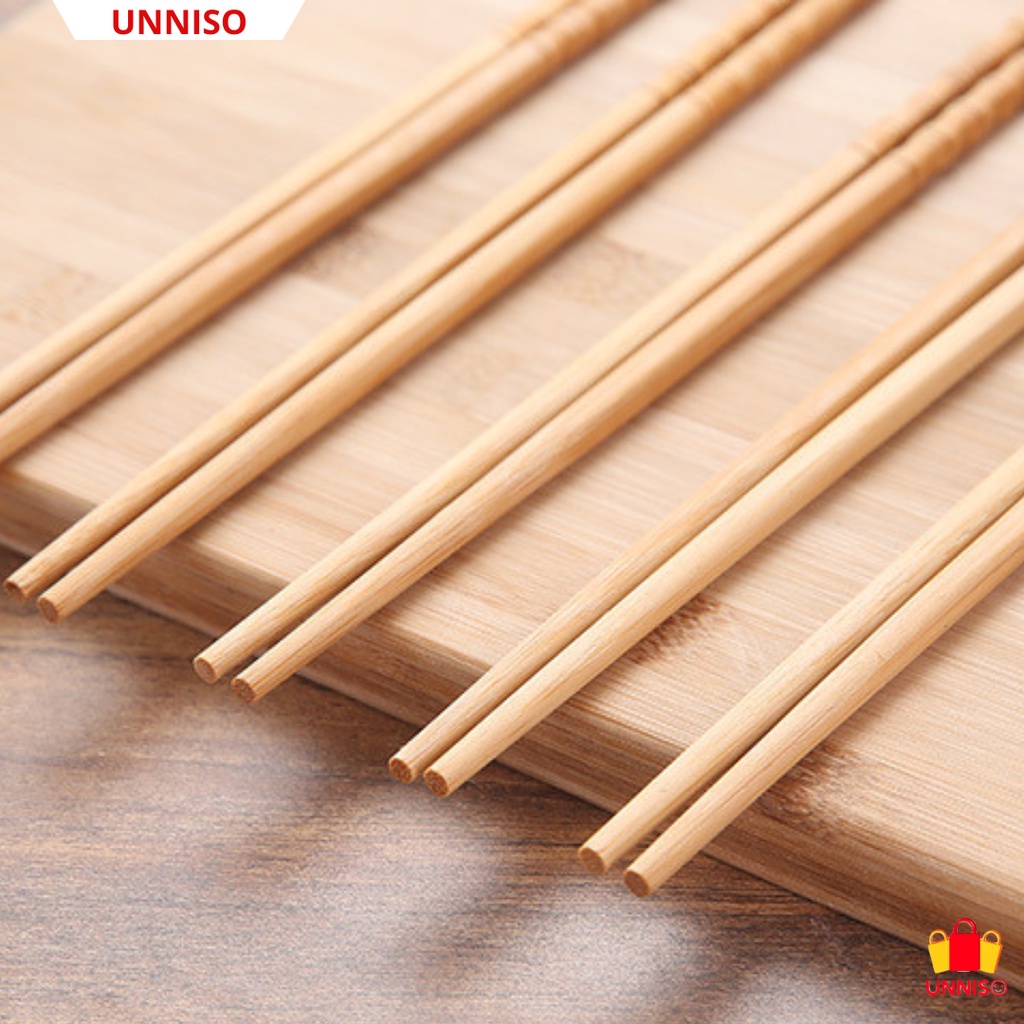 UNNISO - Sumpit Kayu Bamboo Tradisional  1 Set Isi 10 Pasang