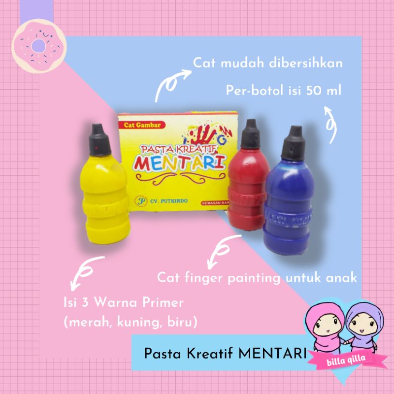 CAT GAMBAR FINGER PAINTING PASTA KREATIF MENTARI 1 PACK 3 WARNA 5O ML