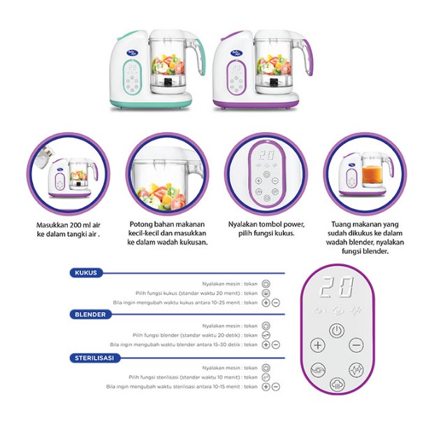 Baby Safe Digital Food Maker Mesin Masak Kukus LB02