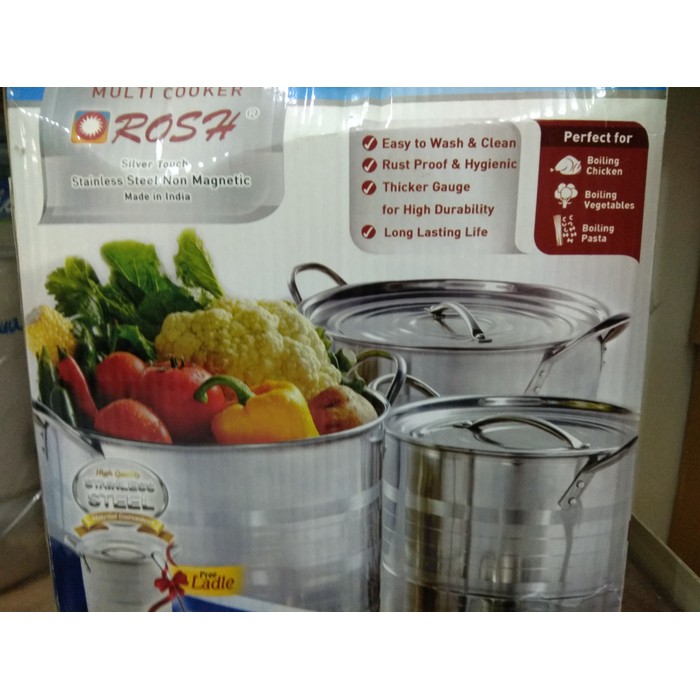 Panci Stock Pot ROSH Stainless Steel 4 Set + Free Sendok Sayur
