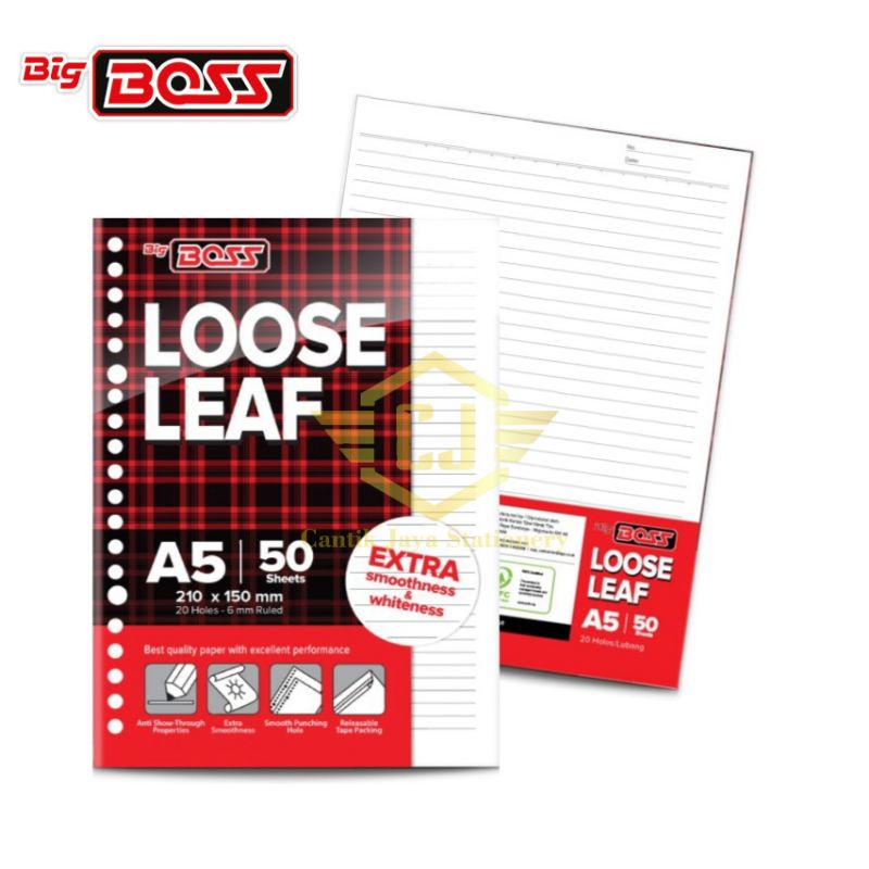 

Isi Kertas File Binder BIG BOSS A5 50 Lembar Loose Leaf