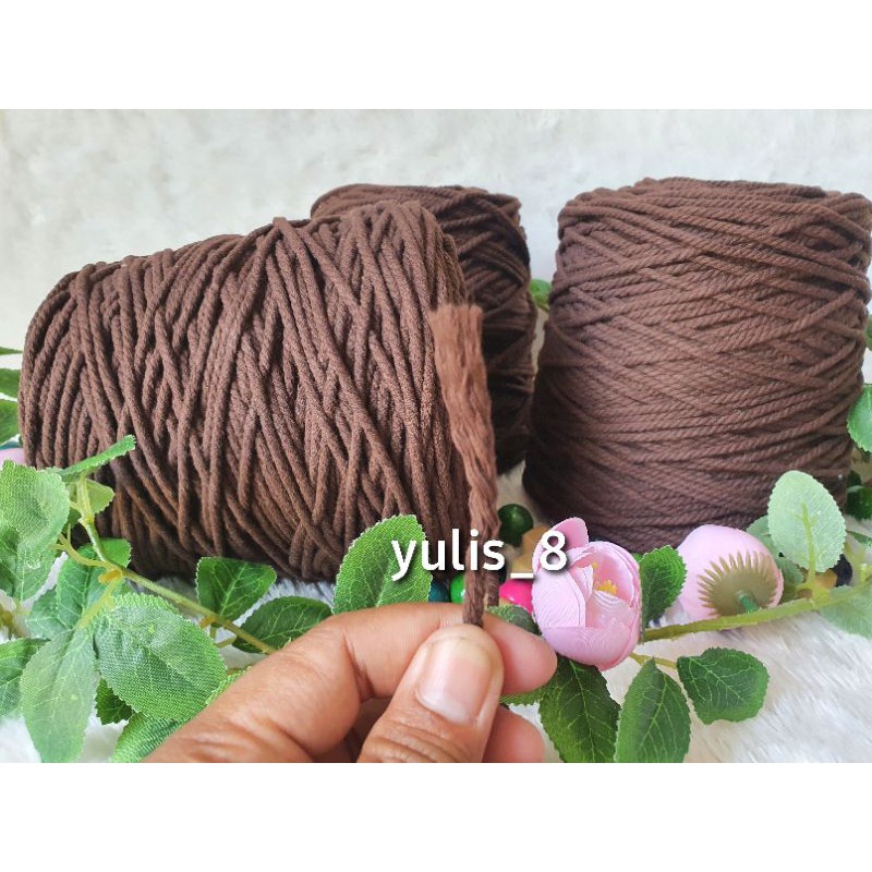 Benang katun premium/tali macrame Warna COKLAT TUA