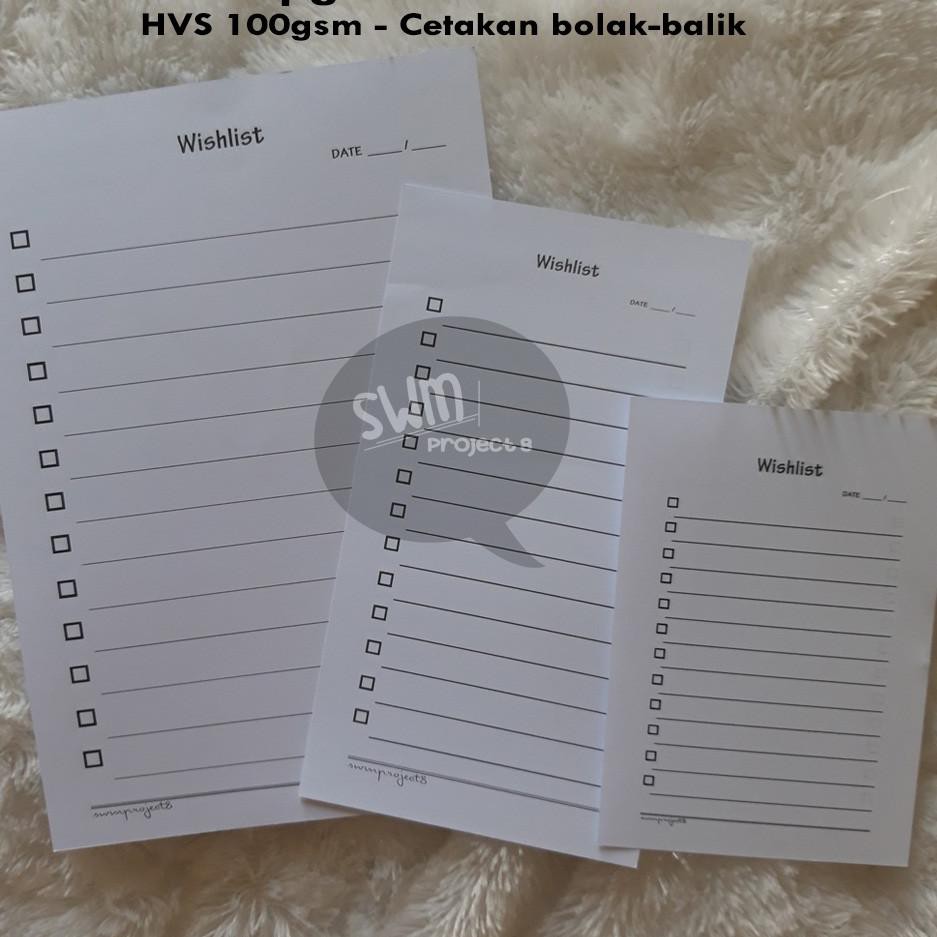 

SPESIAL planner wishlist - notebook spiral refill loose leaf kertas isi binder filler B5 A5 A6 A7 jo