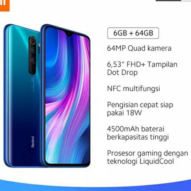 ( Warna baru ) Xiaomi Redmi Note 8 pro RAM 6/128 Garansi resmi tam