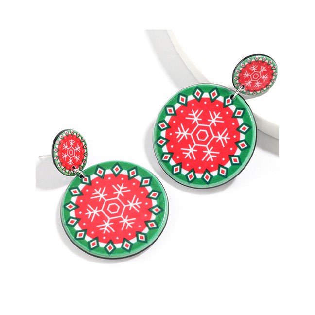 LRC Anting NATAL Fashion Snowflake Round Resin Snowflake Geometric P2268X