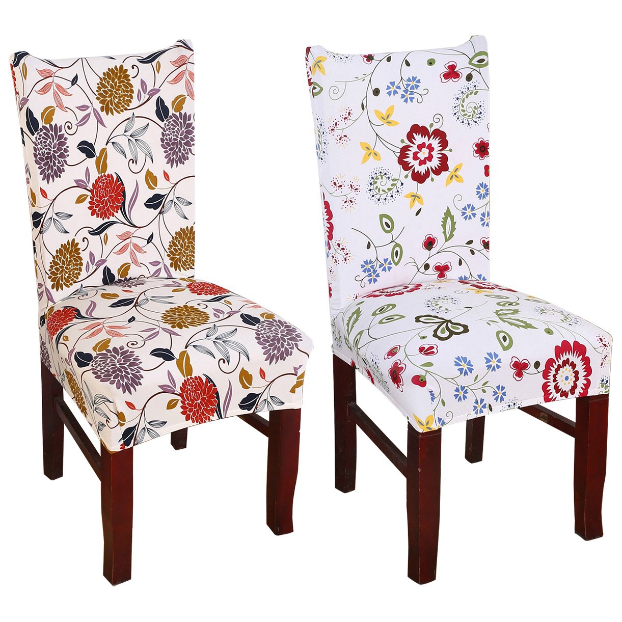 2 Pcs Removable Elastic Stretch Slipcovers Short Dining Room Chair Seat Cover Decorback Height 45 60cm