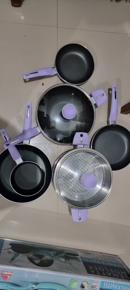Panci Penggorengan Set / Wajan  Anti Lengket / 9pcs Cookware Set Pastel Supra I Ready Stock!!!