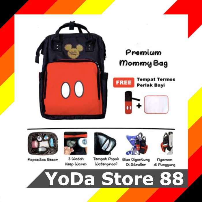 Tas Bayi - Diaper Bag - Tas Baby - Tas Bayi Besar - Tas Mickey (GRATIS Termos & Perlak)