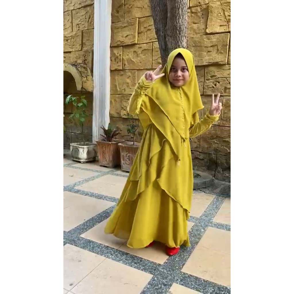 ORIGINAL Gamis  Anak Syari Tissa Set by Hawwaaiwa Kids - Hawwa Aiwa REALPIC ORI