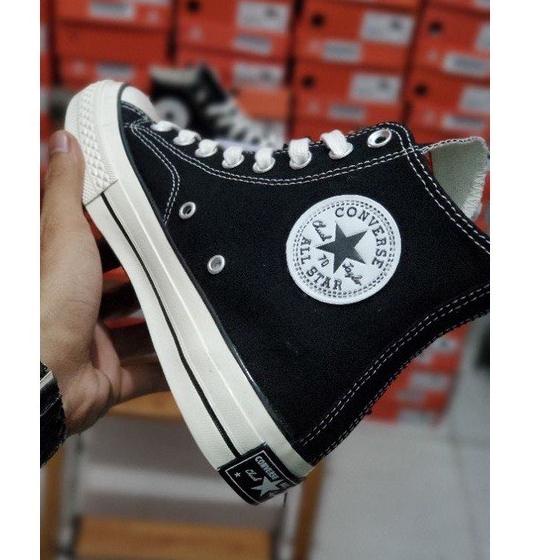 (TERBARU) [GRATIS SANDAL CONVERSE]  SEPATU CONVERSE 70S HIGH BLACK WHITE PREMIUM