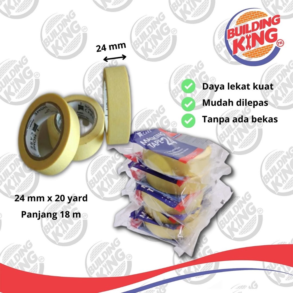 

Masking Tape 24 mm 20 Yard 1" Inch HOMECARE Isolasi Lakban Kertas 24mm