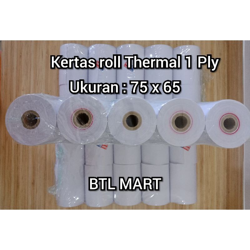 

Kertas Struk kasir 75x65, 1ply roll. Paper hvs Roll isi 10 Roll