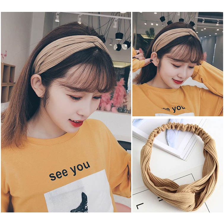 OVERFLOWS.ID Bando Korea Polos Bandana Fashion Murah bahan suede corugated Halus Import