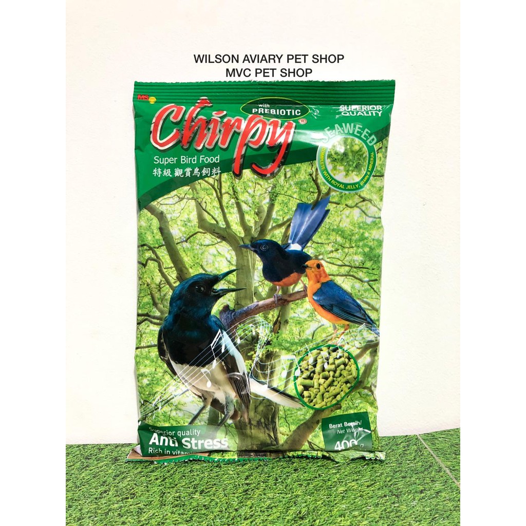 VOER CHIRPY HIJAU PAKAN BURUNG SEAWEED ANTI STRESS