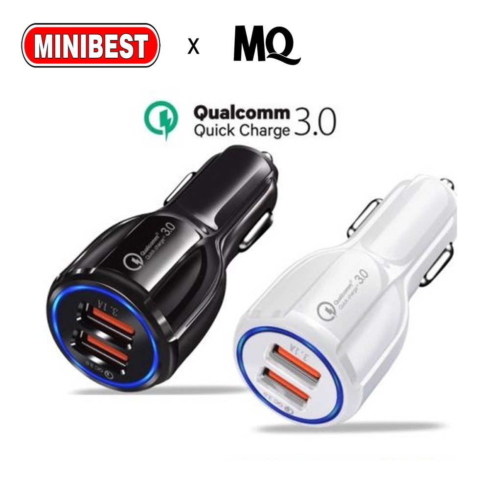 Car Charger Colokan Mobil 2 Ports QC3.0 3.1A Qualcomm Black White MQ-FT04