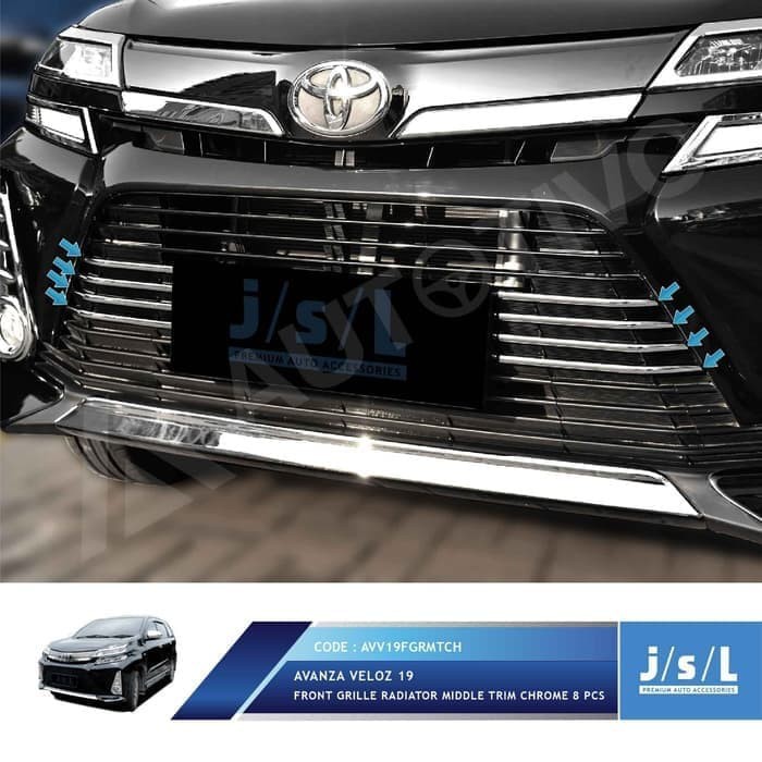 Lis Grill Tengah Avanza Veloz 2019 Front Middle Cover Chrome 8PCS