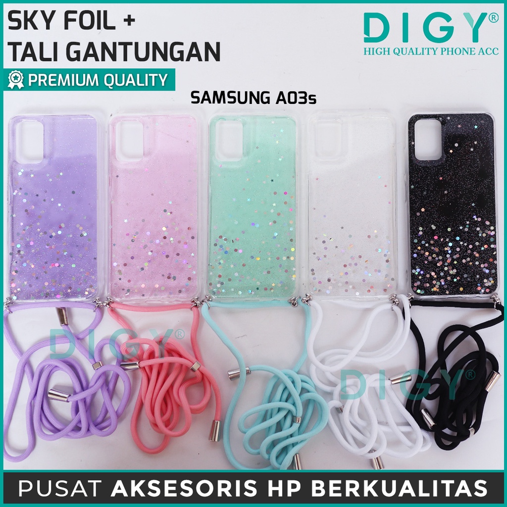 SAMSUNG A22 A32 A12 A21S A11 M11 A01 CORE M51 J2 prime Termurah Case plus gantungan Sky Foil Tali Hp Lanyard Rope