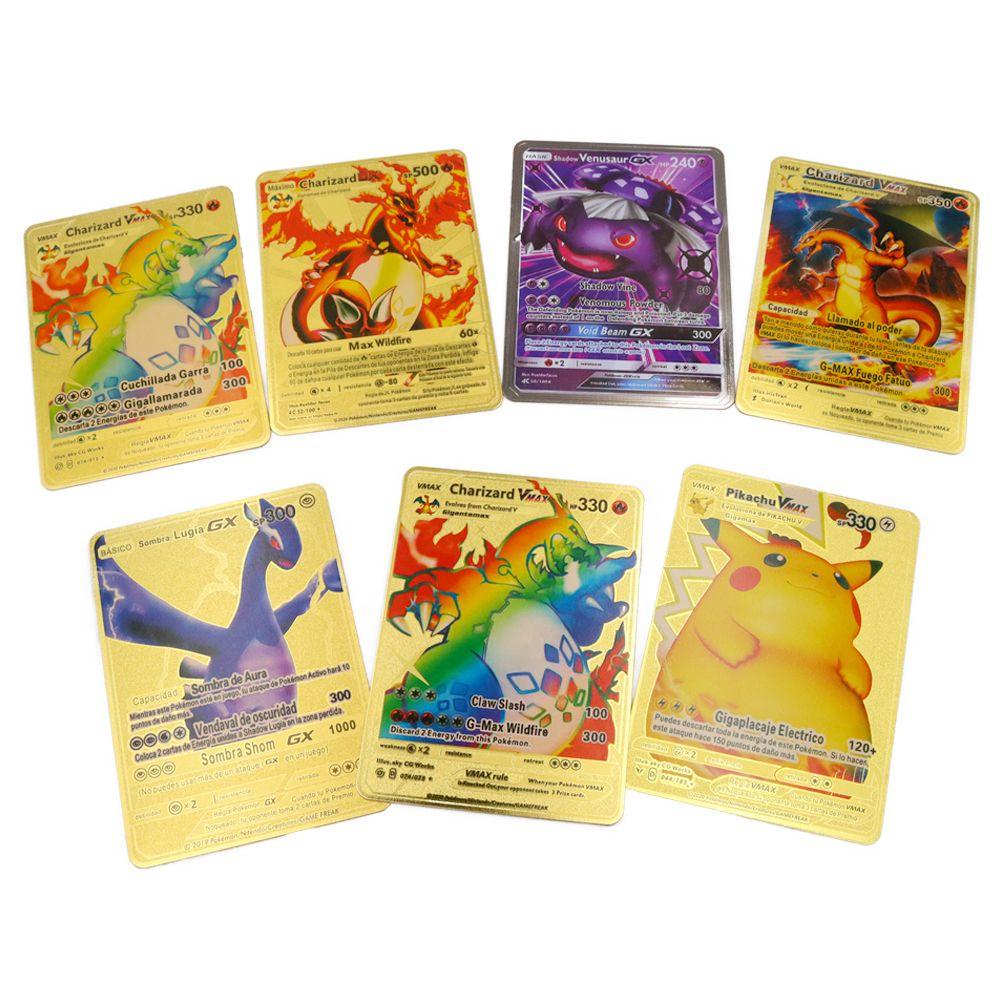 Nickolas1 Kartu Pokemon Hadiah Ulang Tahun Permainan Mainan Anak Charizard Versi Inggris Limited Pikachu Golden Card