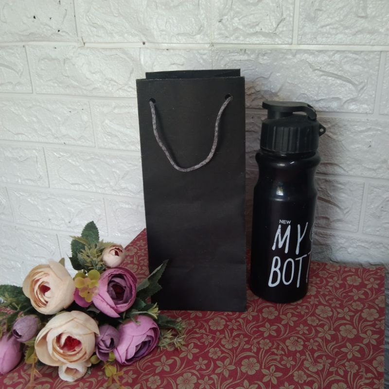 paperbag ukuran 10x10x25/my bottle/souvenir botol hitam