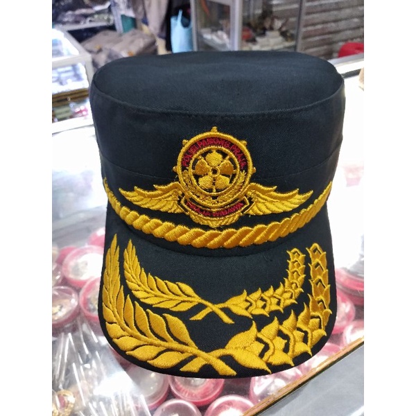 Topi komando pol pp gol 4c hitam