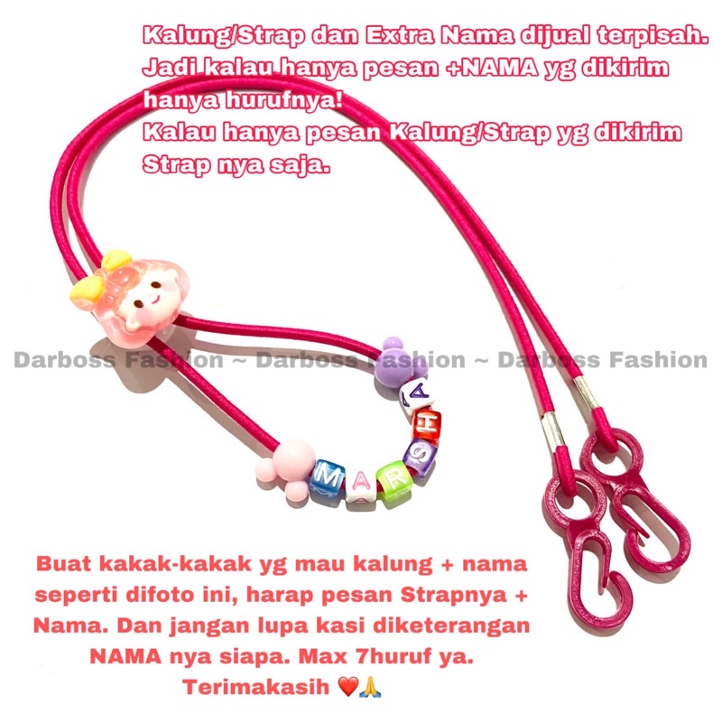 (REQUEST CUSTOM NAMA) Tali Masker / Kalung Masker / Strap Masker / Tali Kalung Masker anak / Konektor Masker / Strap masker hijab / konektor Masker hijab / tali masker clay resin / hadiah souvenir / kalung masker lucu / tali elastis karet