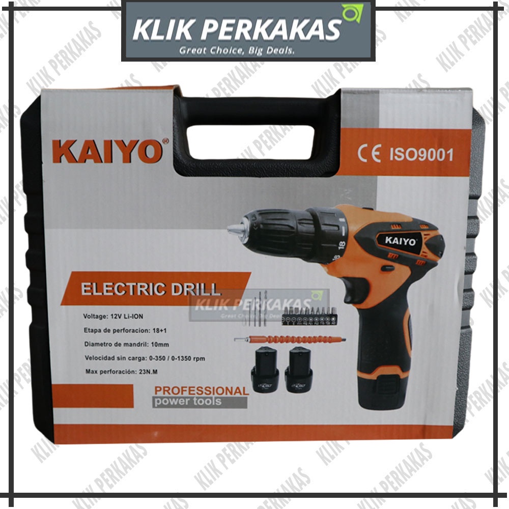 MESIN BOR BATERAI CORDLESS DRILL KAIYO TOOLS 12v SET MATA BOR / JLD 12v