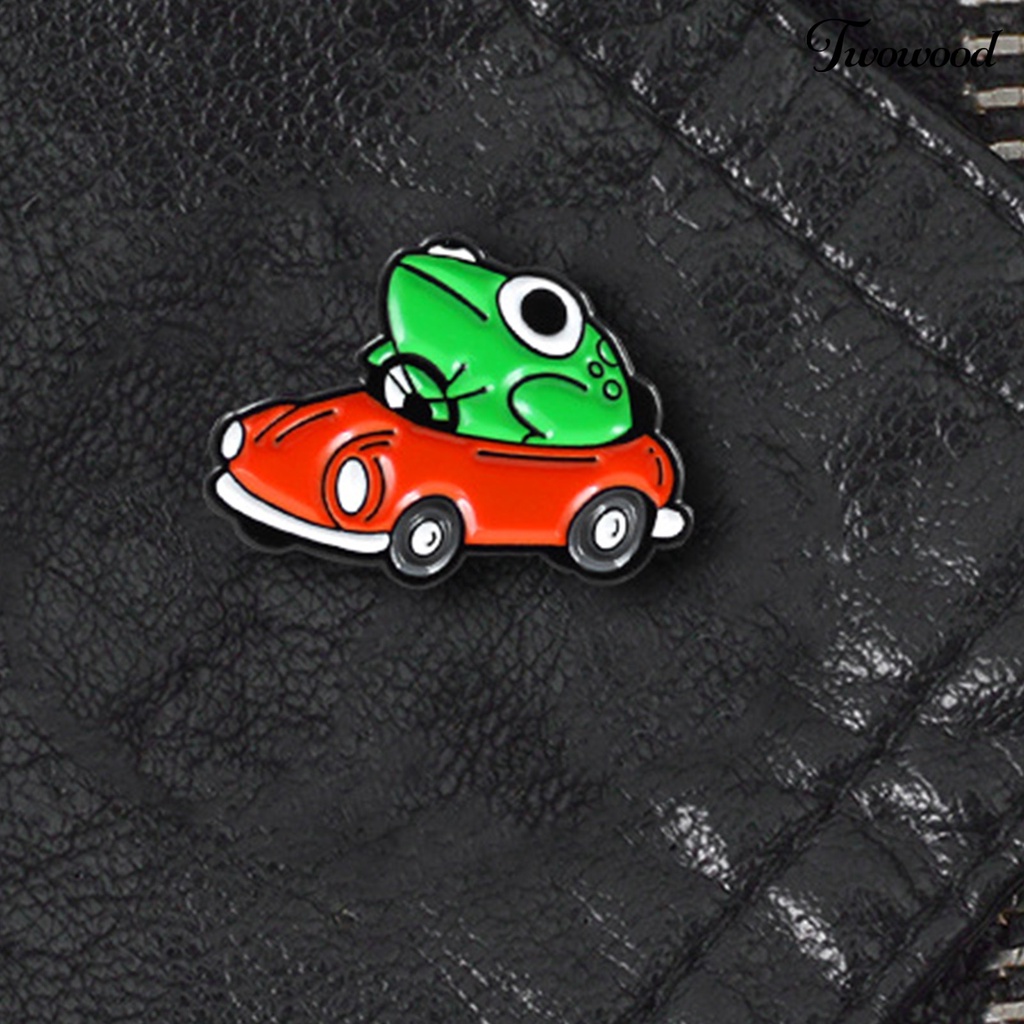 Twowood Brooch Frog Car Driving Cartoon Naughty Children Brooch for Clothes