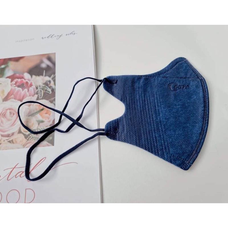 MASKER DUCKBILL HIJAB EARLOOP 3PLY /DUCKBILL HIJAB KEREN GARIS/DUCKBILL EARLOOP-Navy Ccare Hijab