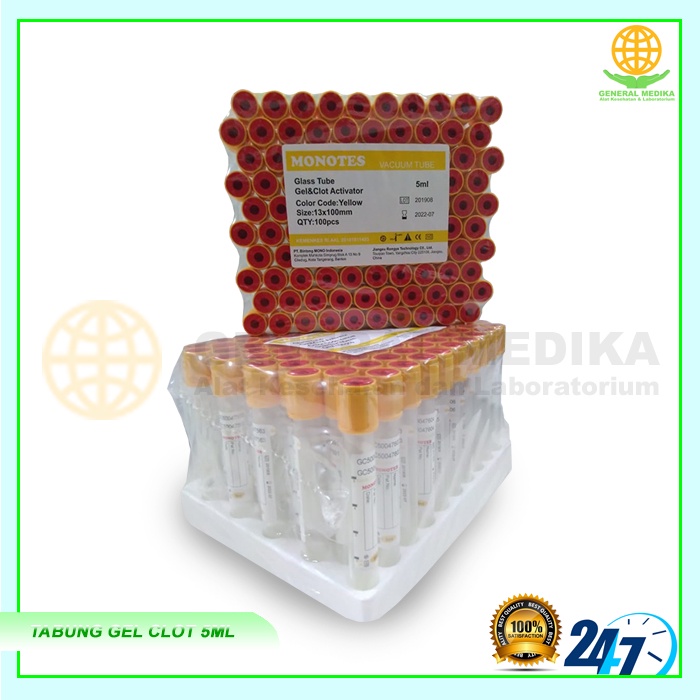 Tabung Vacutainer Gel Clot Activator 5ml Kaca MONOTES | Vacuum Tube